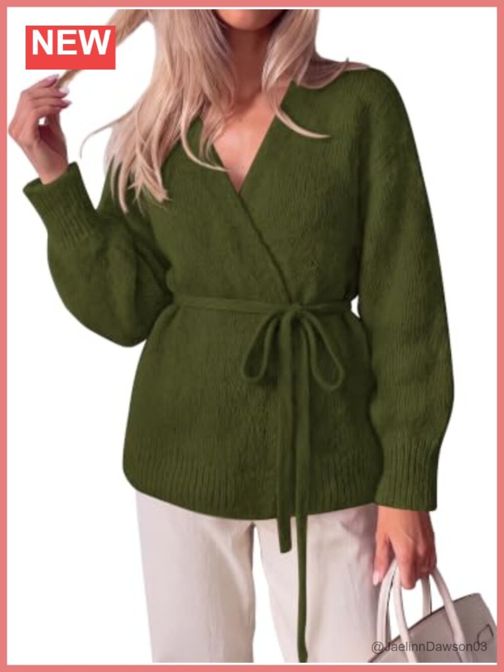 Cozy Tie Front Wrap V Neck Cardigan Sweater
